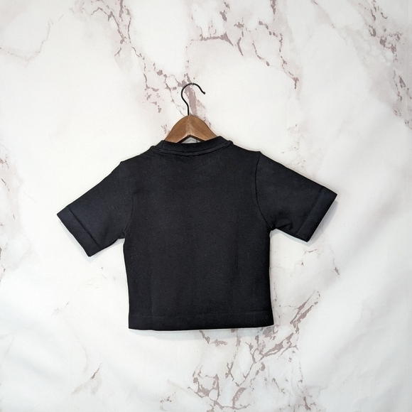 Everlane Seamless Tee Black Shirt Short Sleeve Compression Crop Top NEW - Picture 8 of 14